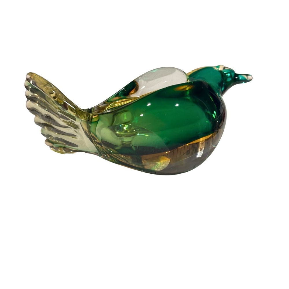 VTG Murano Green and Yellow Glass Bird Figurine - Picture 8 of 9